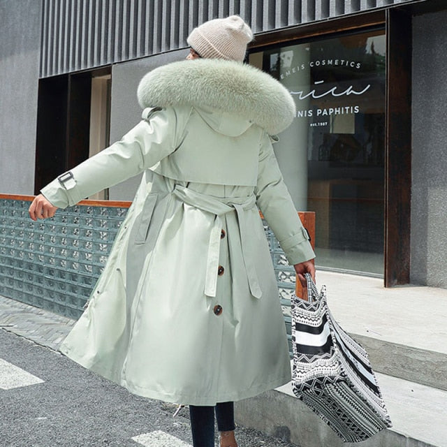 Thick Fur Padded Parkas Coat
