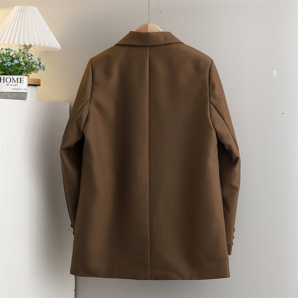 Vintage Collar Long Sleeve Blazer Coat