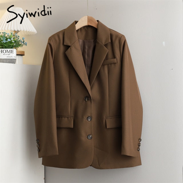 Vintage Collar Long Sleeve Blazer Coat