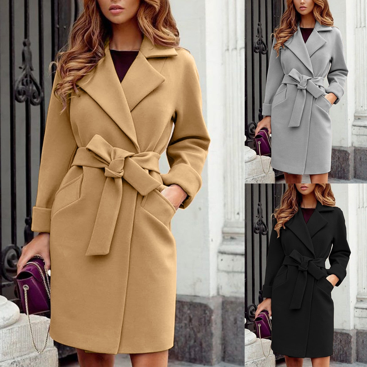 Wool Long Elegant Vintage Slim Fit Coat