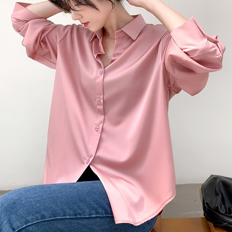 Satin Silk Vintage Office Blouse