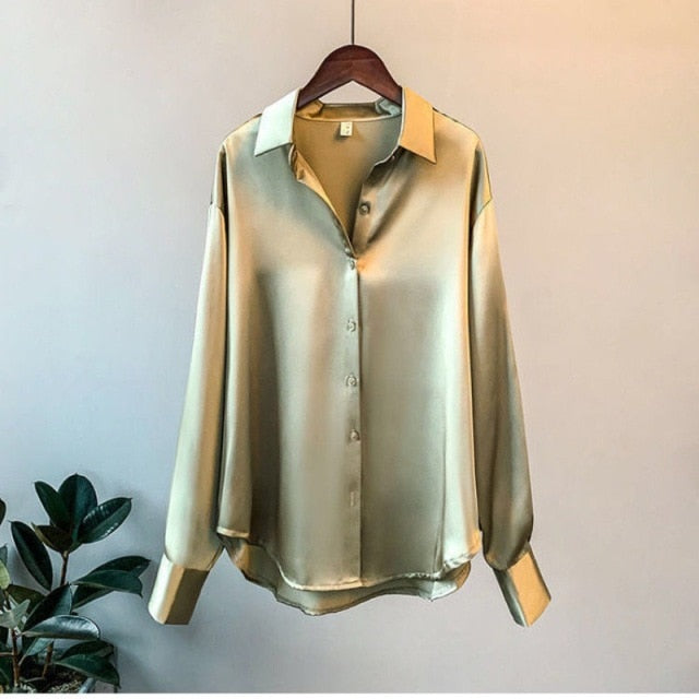 Satin Silk Vintage Office Blouse