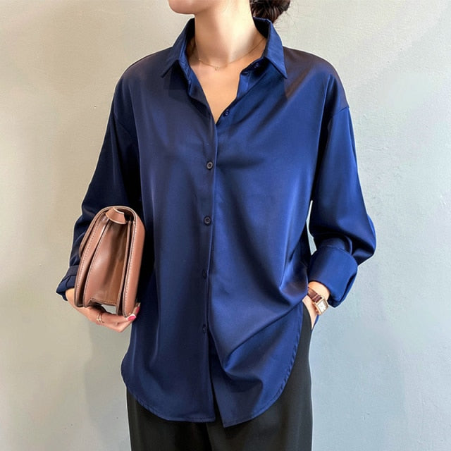Satin Silk Vintage Office Blouse