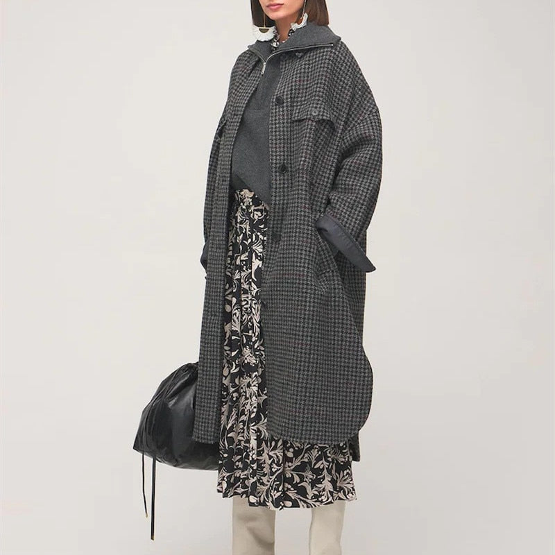 Woolen Single Breasted Slim Pockets Coat