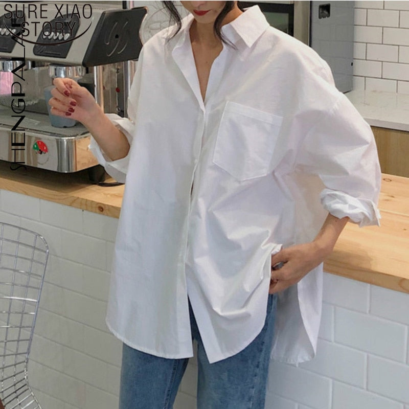 Cotton Vintage Long Sleeve Turn-down Collar Blouses