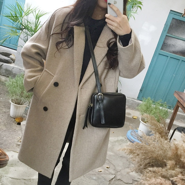 Slim Wool Blend Casual Coat