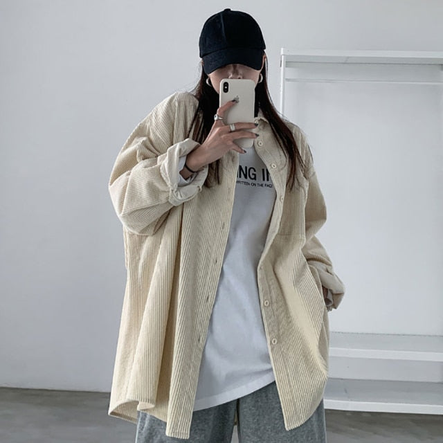 Vintage Long Sleeve Button Casual Oversize Coats