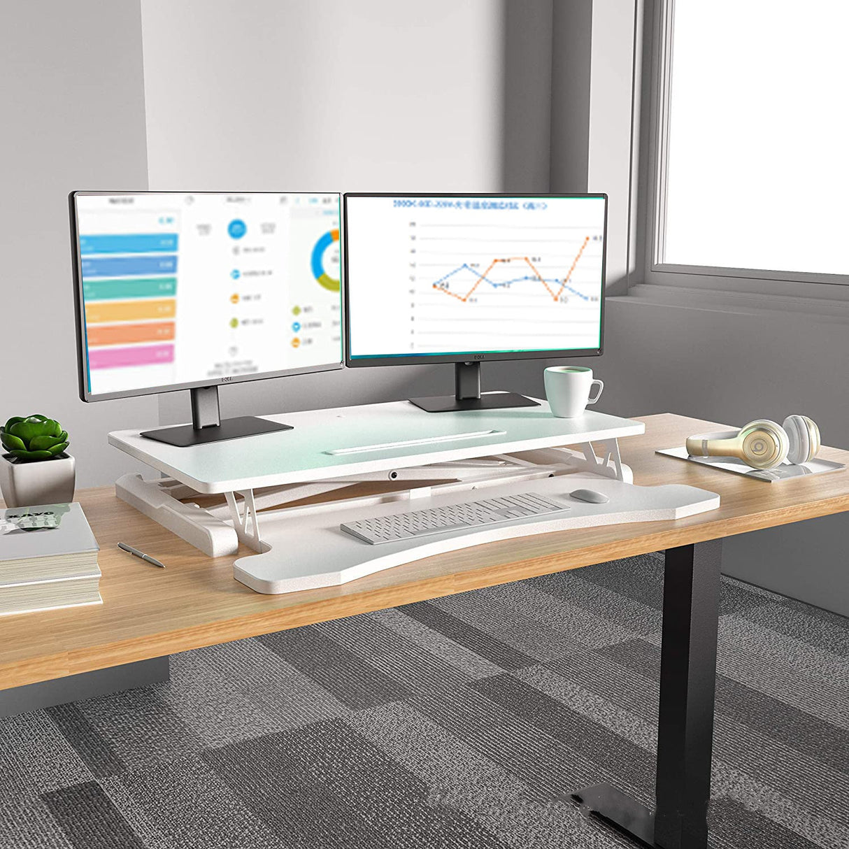 Stand-up lifting worktable, laptop, desktop computer desk, movable desk on the table, folding raised frame