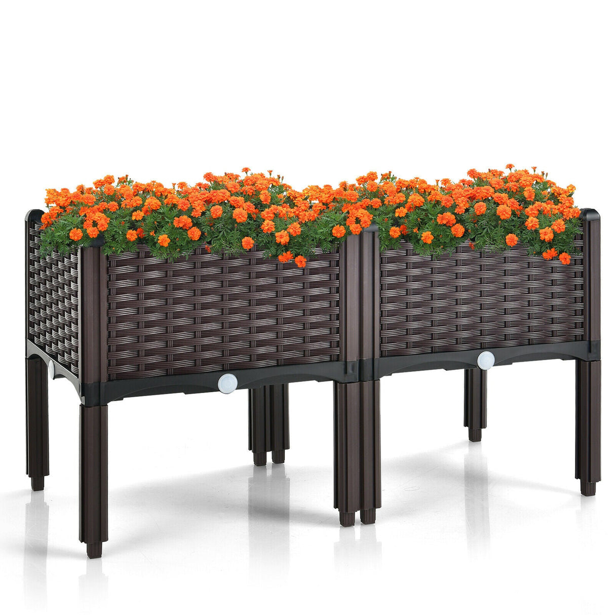 Elevated Plastic Raised Garden Bed Planter Kit (Set of 2)