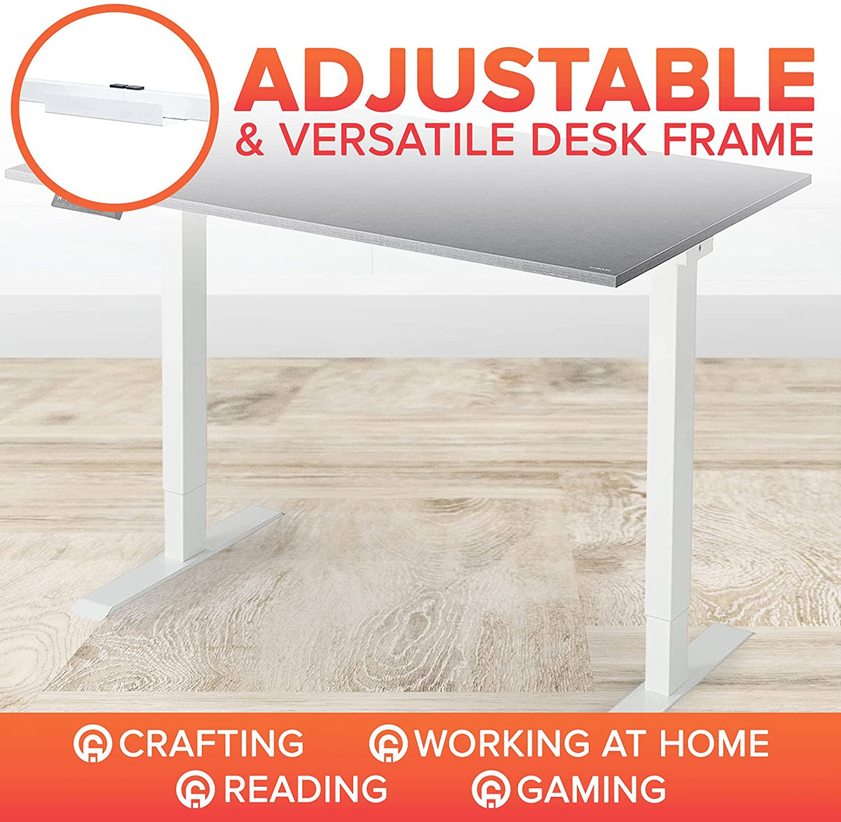 US 48"x24" Electric Height Adjustable Standing Desk Frame with Top Memory Control without Tabletop for Home Office