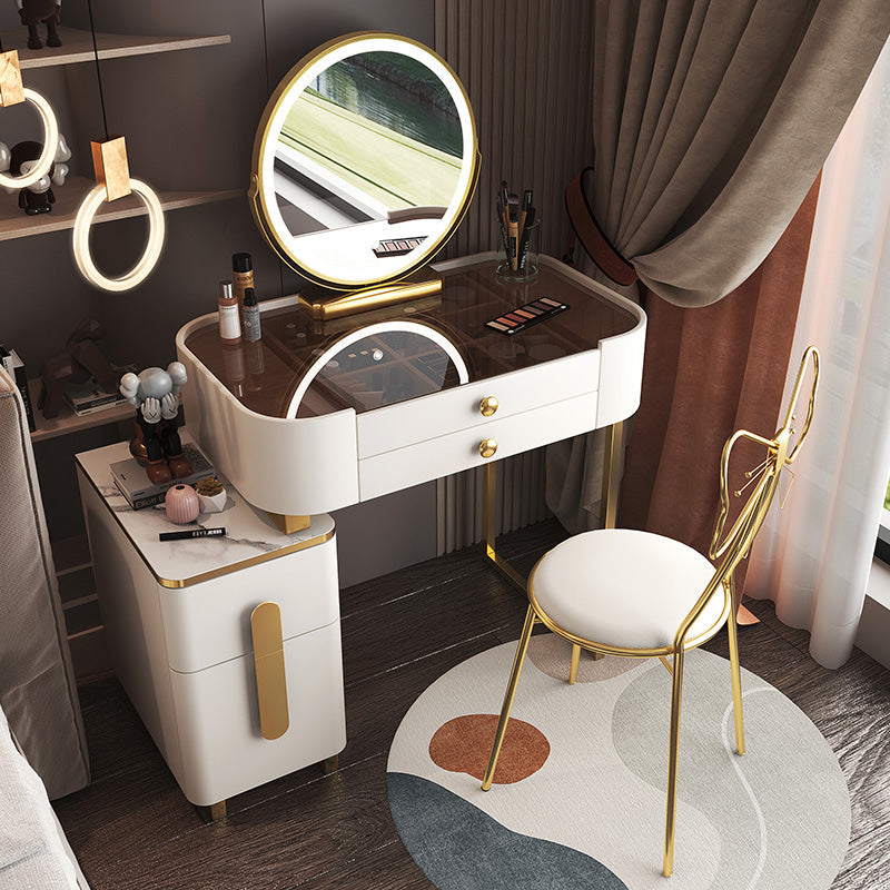 Modern White Luxury Nordic 4 Drawer Vanity With Makeup Storage