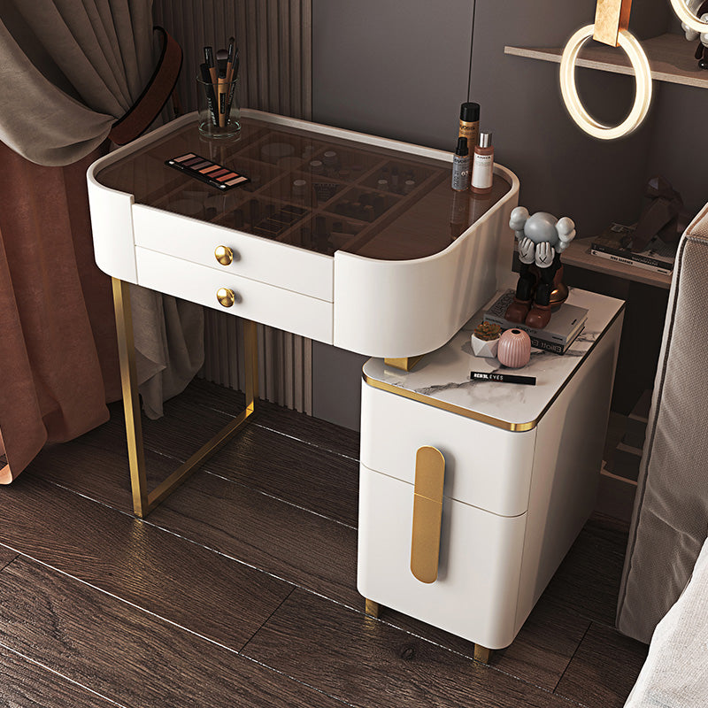 Modern White Luxury Nordic 4 Drawer Vanity With Makeup Storage