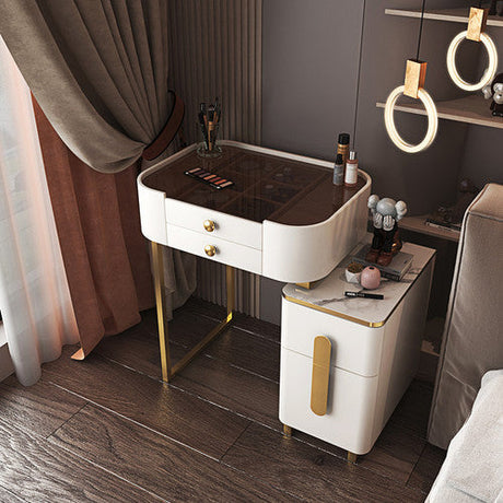 Modern White Luxury Nordic 4 Drawer Vanity With Makeup Storage