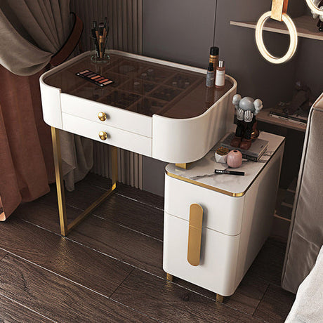Modern White Luxury Nordic 4 Drawer Vanity With Makeup Storage