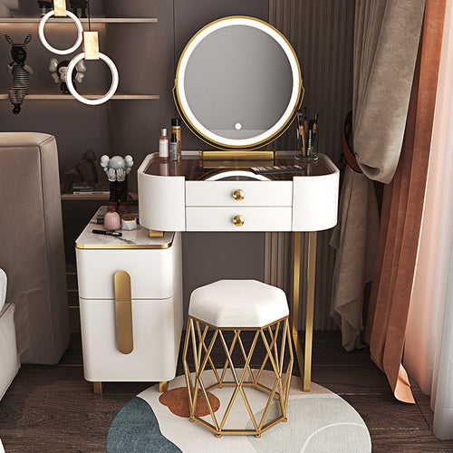 Modern White Luxury Nordic 4 Drawer Vanity With Makeup Storage