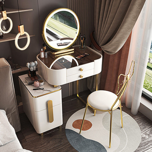 Modern White Luxury Nordic 4 Drawer Vanity With Makeup Storage