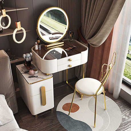 Modern White Luxury Nordic 4 Drawer Vanity With Makeup Storage
