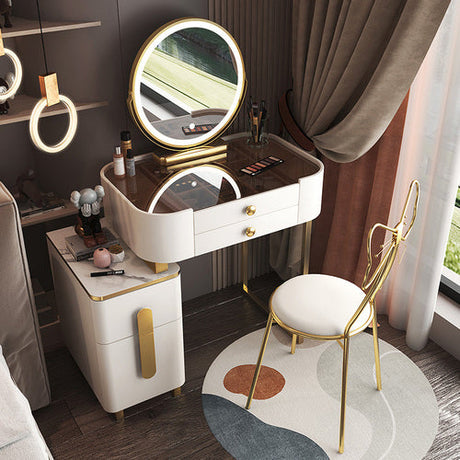 Modern White Luxury Nordic 4 Drawer Vanity With Makeup Storage