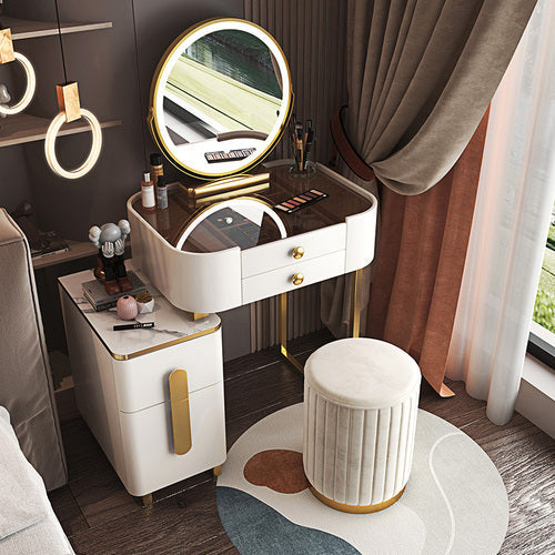 Modern White Luxury Nordic 4 Drawer Vanity With Makeup Storage