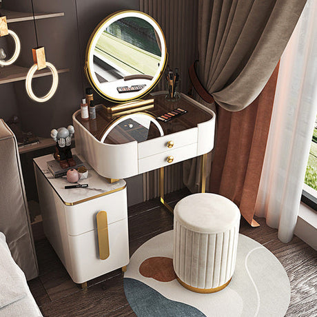 Modern White Luxury Nordic 4 Drawer Vanity With Makeup Storage