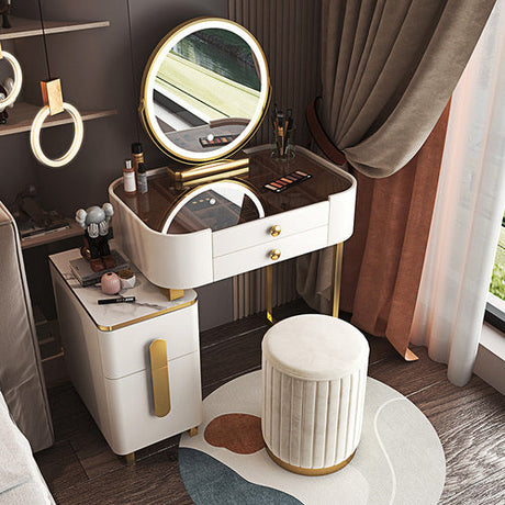 Modern White Luxury Nordic 4 Drawer Vanity With Makeup Storage