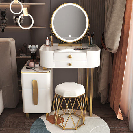 Modern White Luxury Nordic 4 Drawer Vanity With Makeup Storage