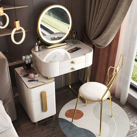 Modern White Luxury Nordic 4 Drawer Vanity With Makeup Storage