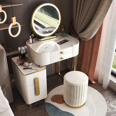 Modern White Luxury Nordic 4 Drawer Vanity With Makeup Storage