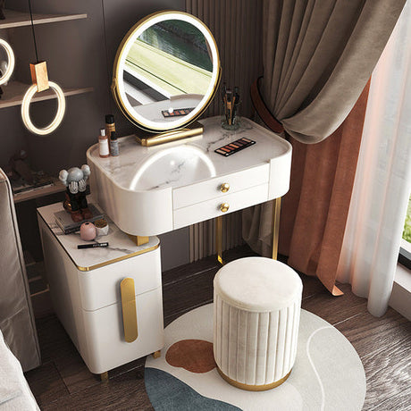 Modern White Luxury Nordic 4 Drawer Vanity With Makeup Storage