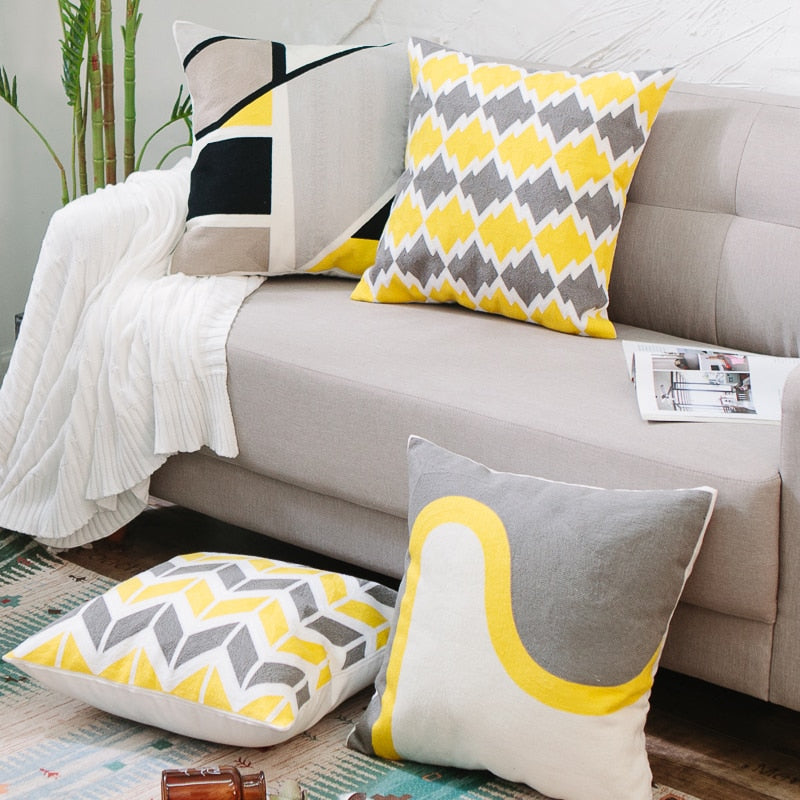 Saffron Embroidered Pillow Covers