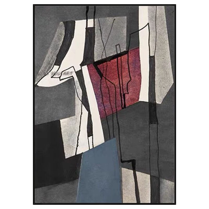 Red in Graphite Hand Painted Canvas