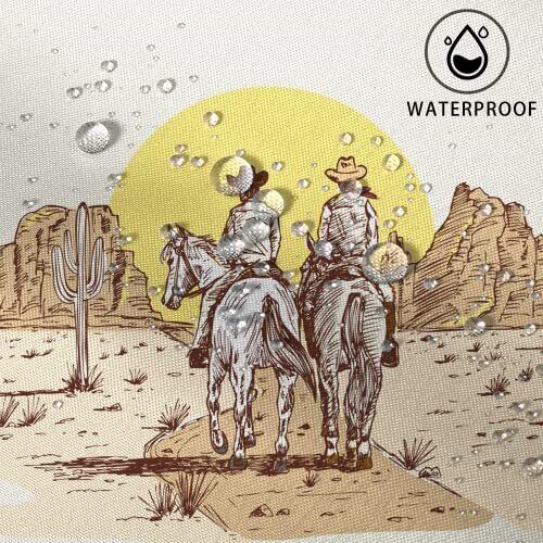 Feblilac GKLEASG Western Shower Curtain Cowboy Beige Country Cactus Machine Washable W...