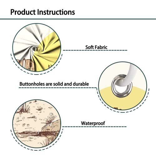 Feblilac GKLEASG Western Shower Curtain Cowboy Beige Country Cactus Machine Washable W...