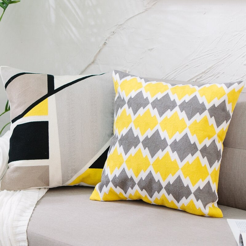 Saffron Embroidered Pillow Covers