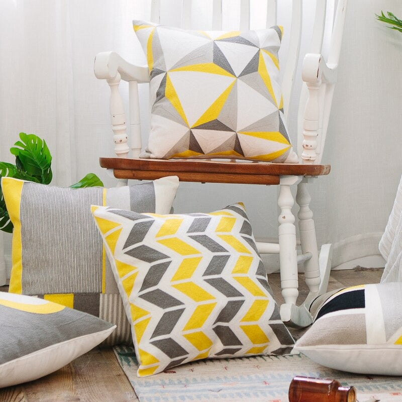 Saffron Embroidered Pillow Covers