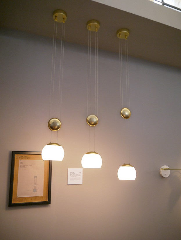 Adjustable Pulley Hemisphere Glass Pendant