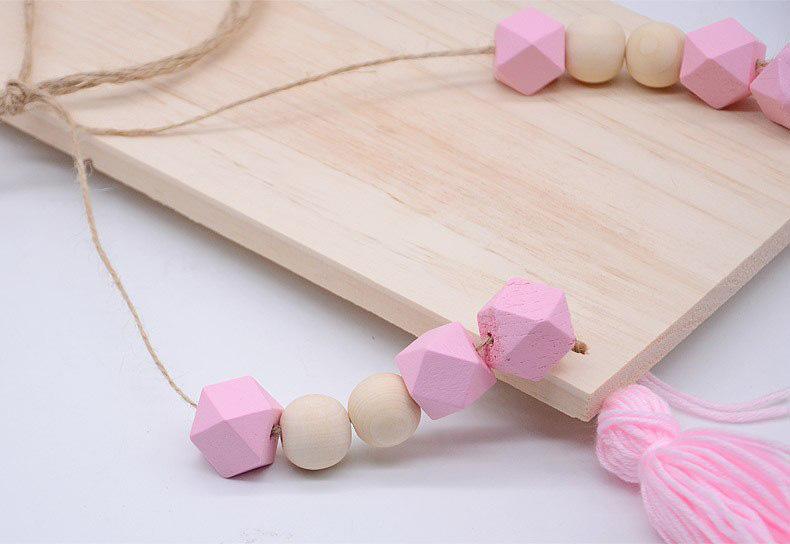 Wooden Decorative Hanging Shelf with Beads for Kids Rooms