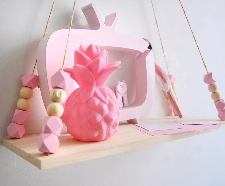 Wooden Decorative Hanging Shelf with Beads for Kids Rooms