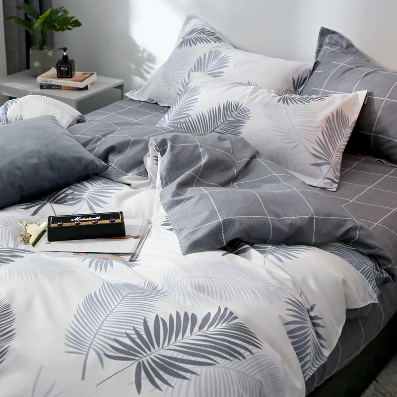 Grey Palm Leaf Bedding Set