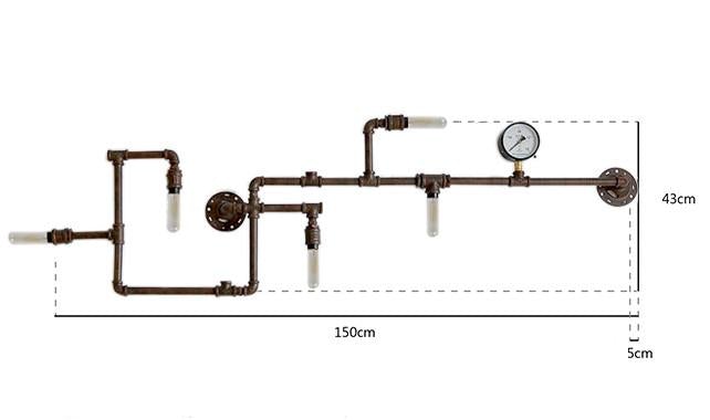 Steampunk Iron Pipe Wall Light