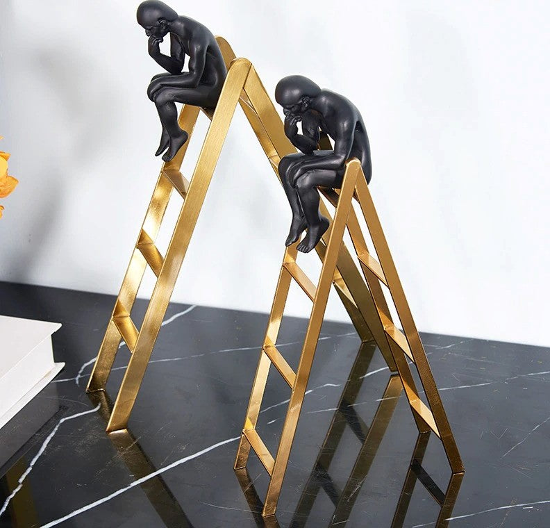 Deep in Thought Thinker on Stairs