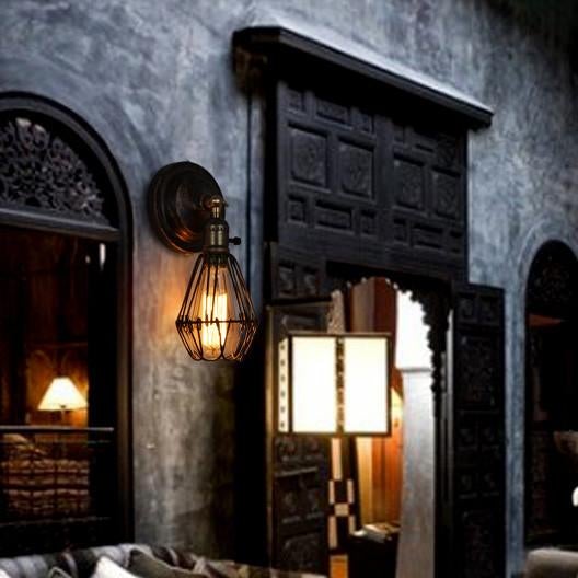 Wire Cage Rustic Industrial Vintage Wall Light