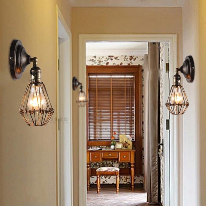 Wire Cage Rustic Industrial Vintage Wall Light