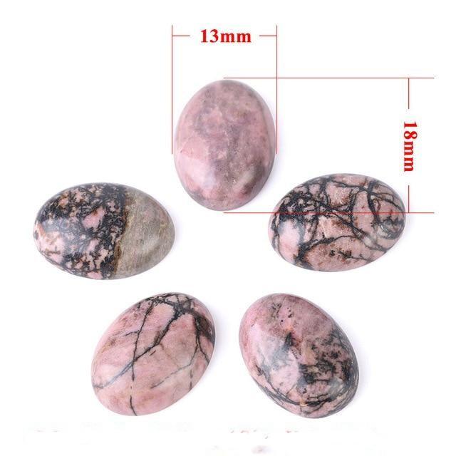 Oval Natural Black Line Rhodonite Stones