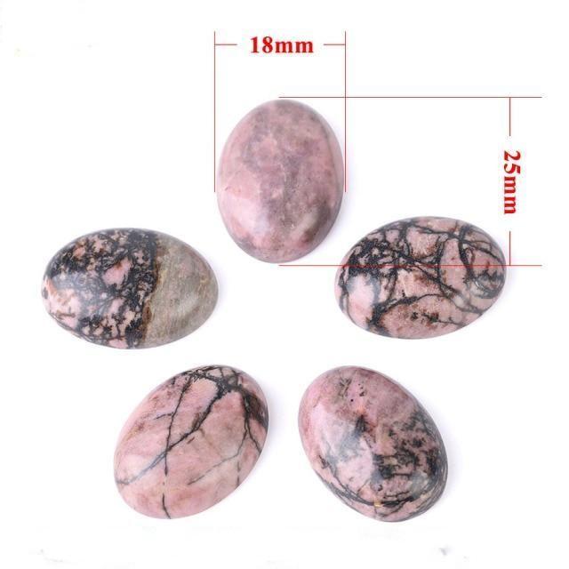 Oval Natural Black Line Rhodonite Stones