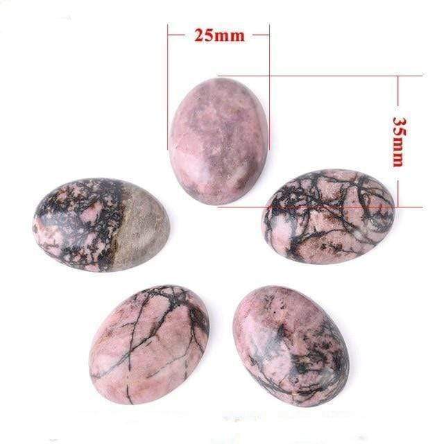 Oval Natural Black Line Rhodonite Stones