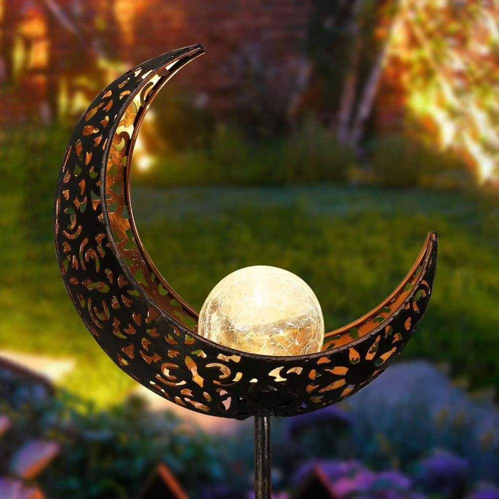 Solar Powered Crescent Moon Garden Light