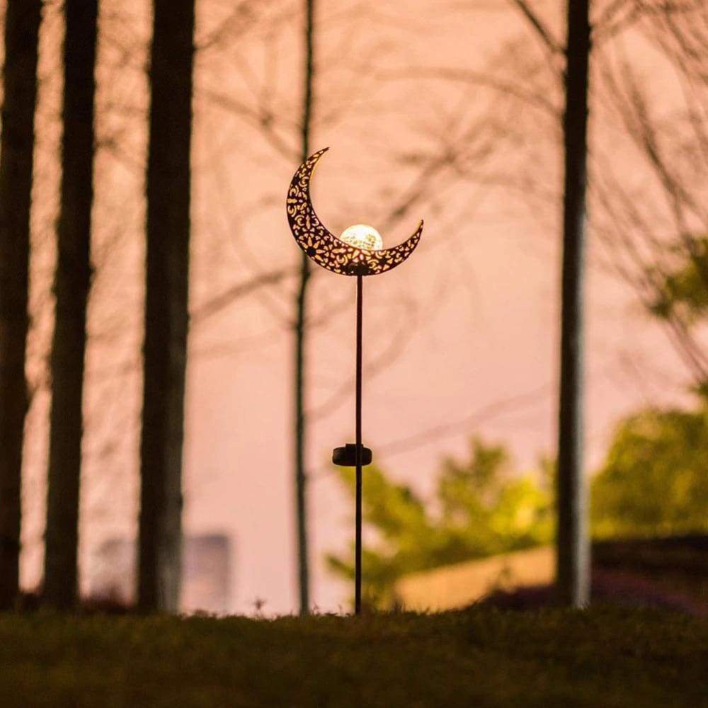 Solar Powered Crescent Moon Garden Light