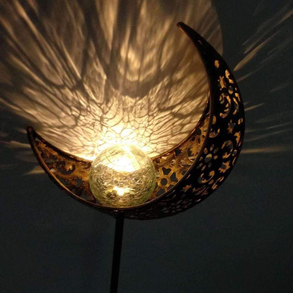 Solar Powered Crescent Moon Garden Light