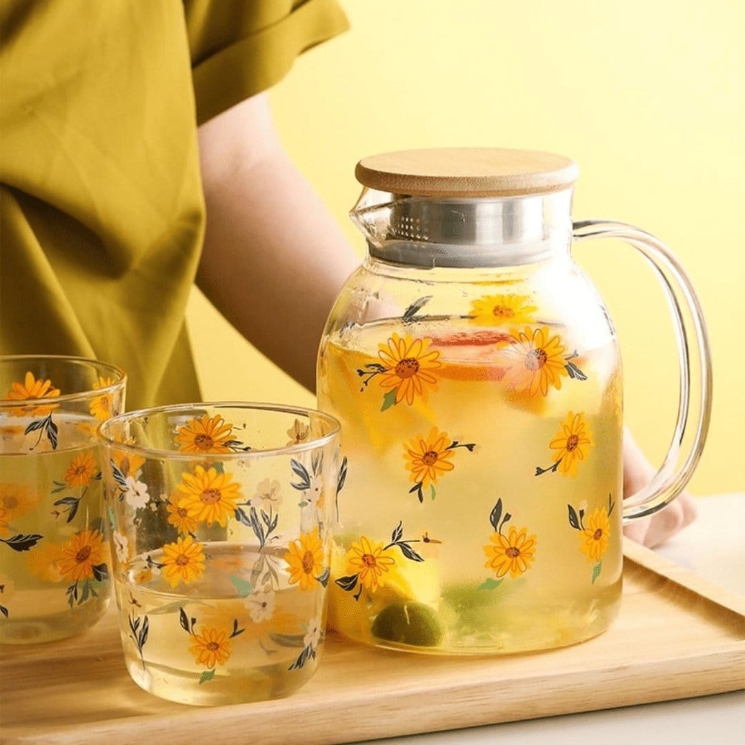 All-Over Sunflower Glass Three Piece Set